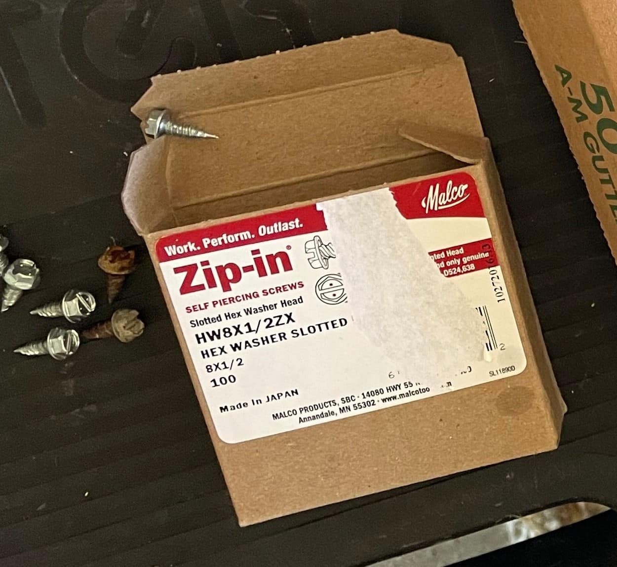 The Malco Zip-In screws I used on the gutter guards